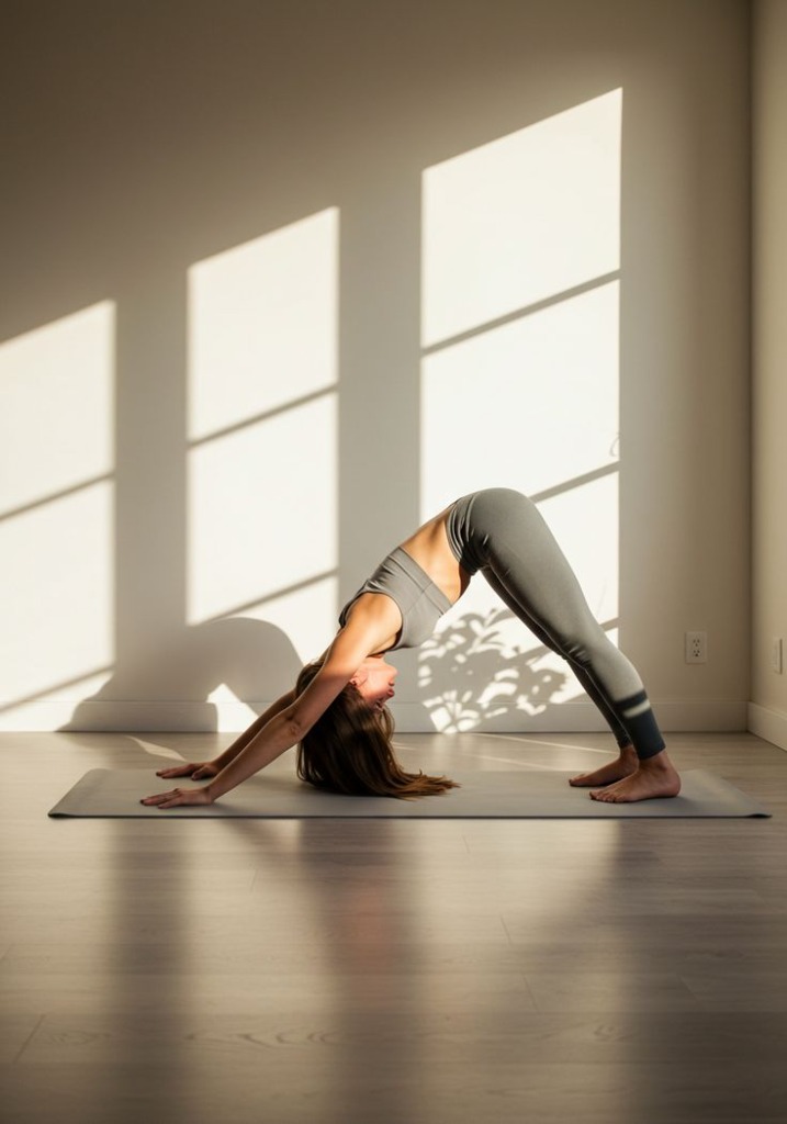Patient performing downward-facing dog stretch pose